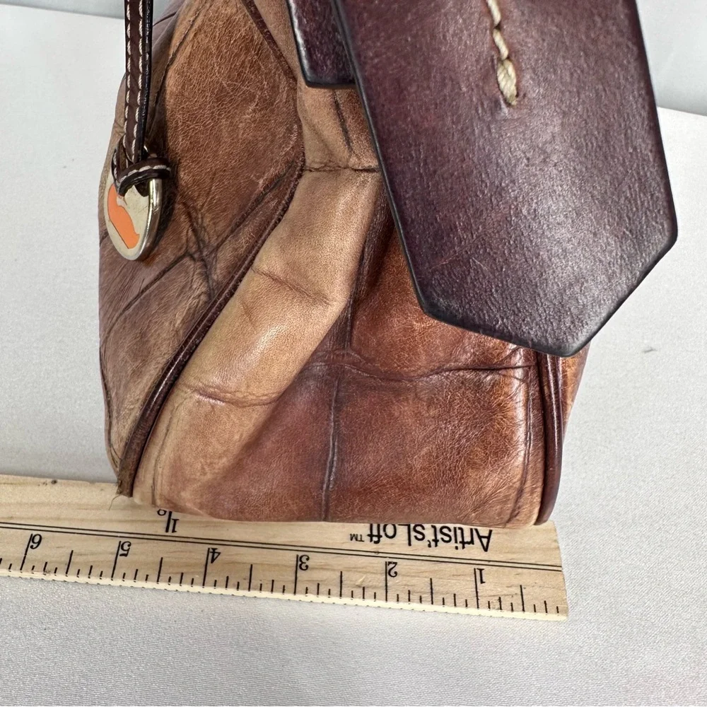 Dooney & Bourke Croc Embossed Leather Shoulder Bag Brown Hobo Purse